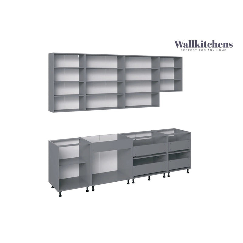 Kitchen Contemporary Collection White Matte Color Base Size 9.5Ft Wide - 114x24