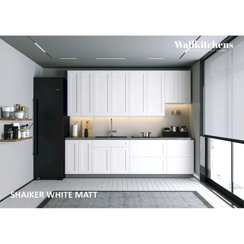 Kitchen Contemporary Collection White Matte Color Base Size 9.5Ft Wide - 114x24