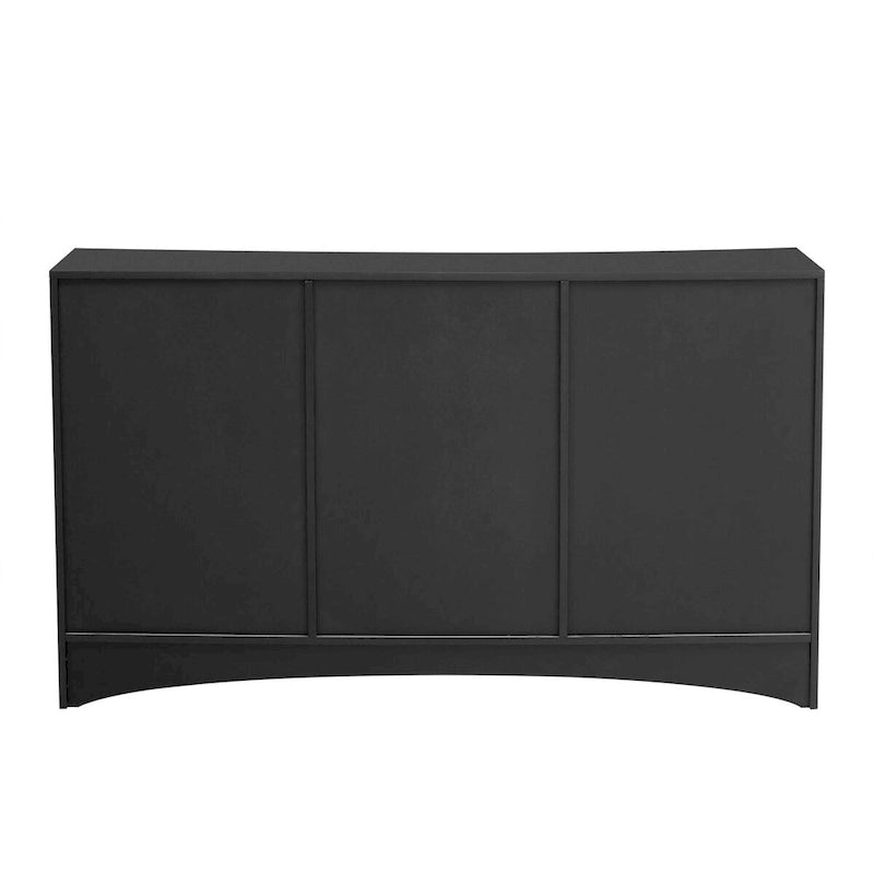 U_Style Curved Design Storage Cabinet w/Three Doors/Adjustable Shelves