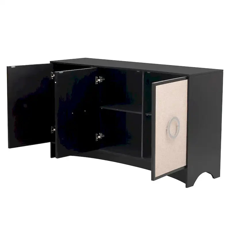 U_Style Curved Design Storage Cabinet w/Three Doors/Adjustable Shelves