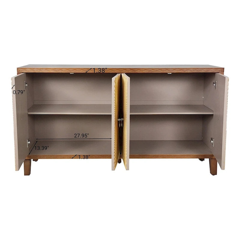 Vintage 4 Door Storage Cabinet,Dining Sideboard,Large Buffet