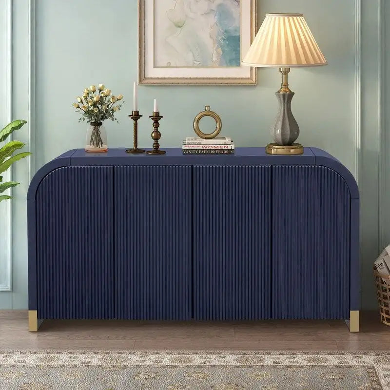 60 Curved Corner Cabinet Sideboard with Adjustable Shelves
