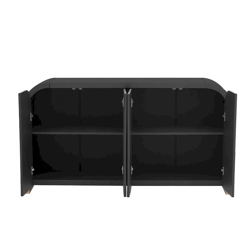 60 Curved Corner Cabinet Sideboard with Adjustable Shelves