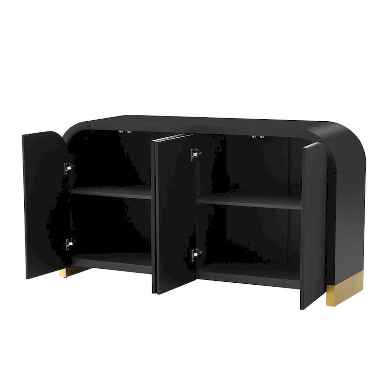 60 Curved Corner Cabinet Sideboard with Adjustable Shelves