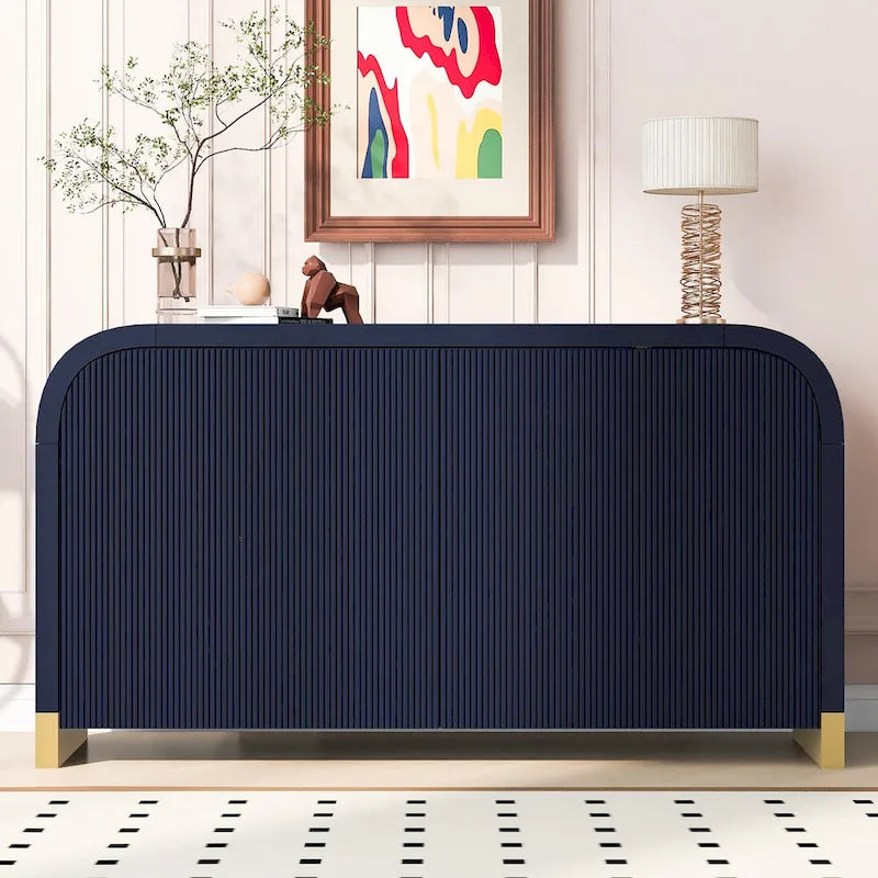 60 Curved Corner Cabinet Sideboard with Adjustable Shelves