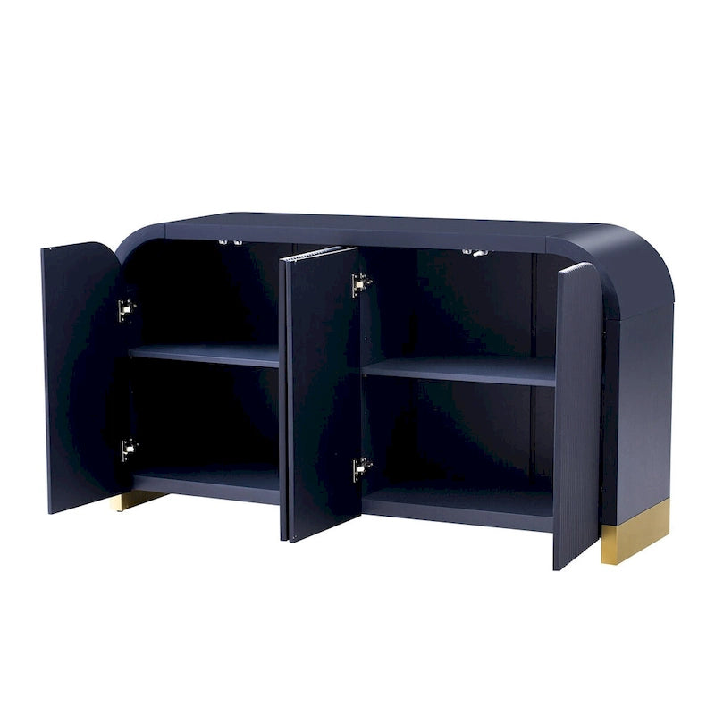 60 Curved Corner Cabinet Sideboard with Adjustable Shelves