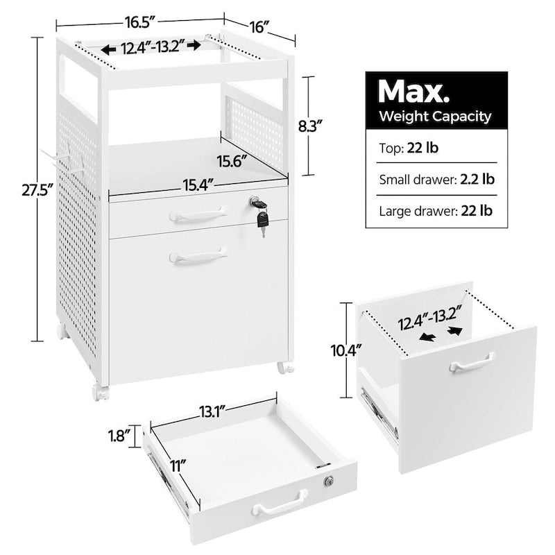 Office File Cabinet with Open Storage Shelf & Mobile Casters