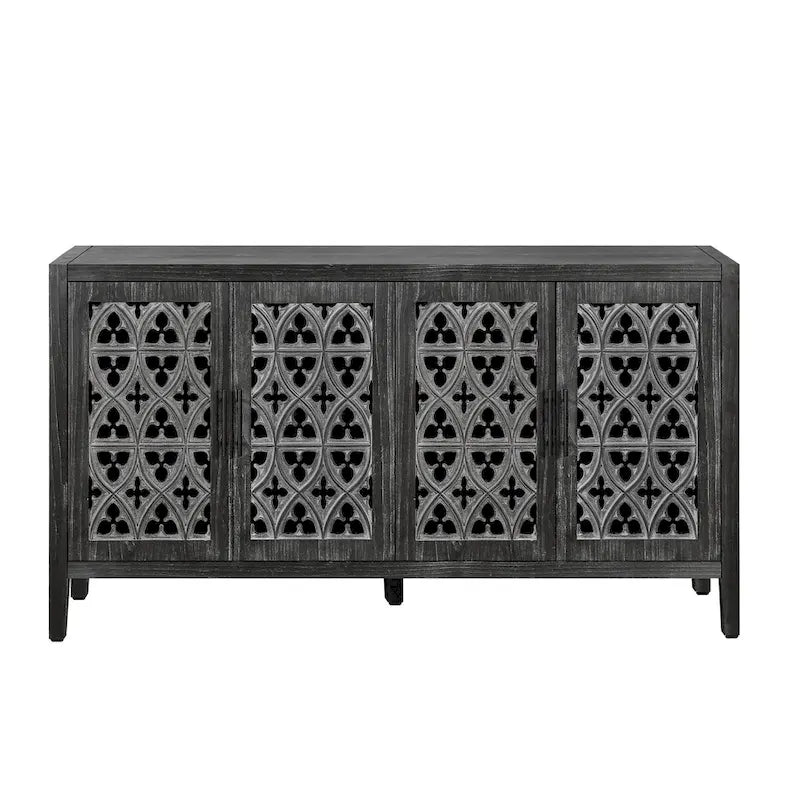 Sideboard Buffet Hollow Four Door Antique Cabinet