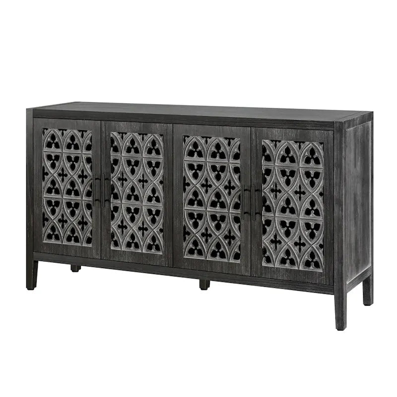 Sideboard Buffet Hollow Four Door Antique Cabinet