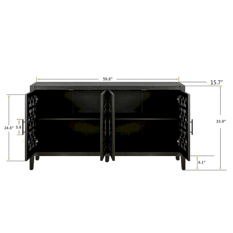 Sideboard Buffet Hollow Four Door Antique Cabinet