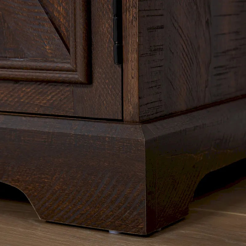 Barn Door Buffet Bar Cabinet With Drawers And Storage Shelves