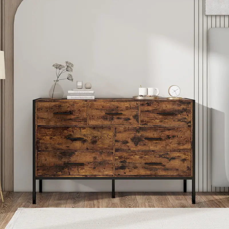 Barn Door Buffet Bar Cabinet With Drawers And Storage Shelves