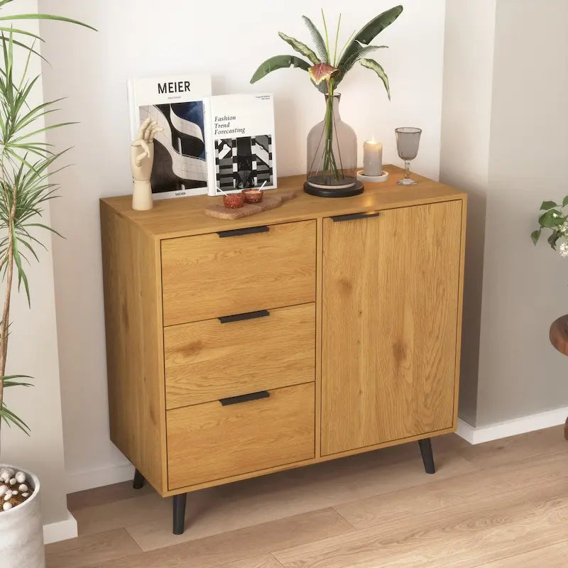 Storage Cabinet with 3 Drawers & Adjustable Shelf, Door