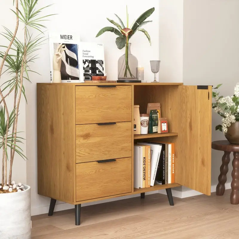 Storage Cabinet with 3 Drawers & Adjustable Shelf, Door