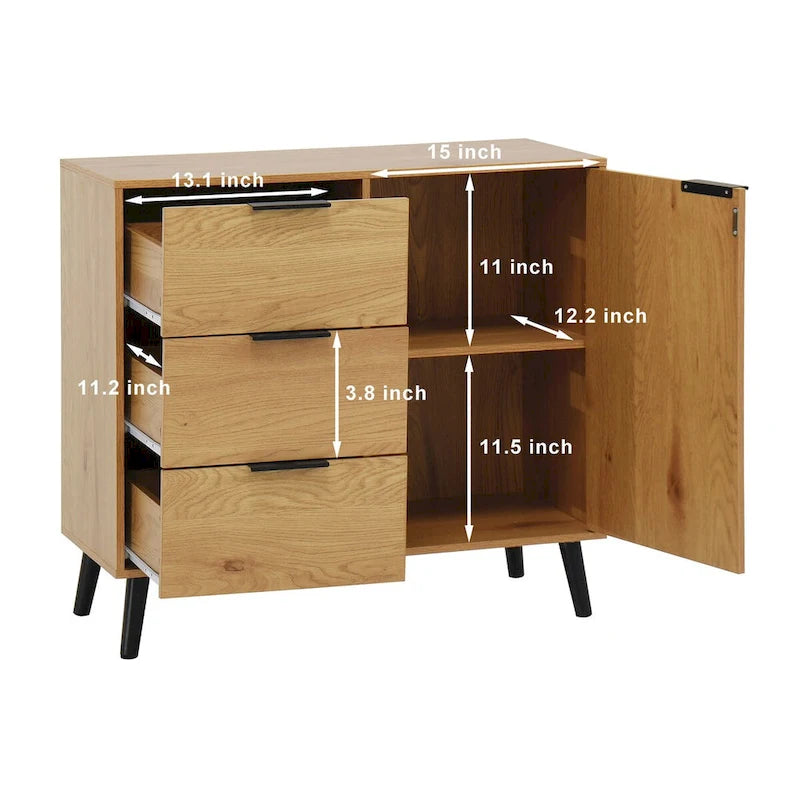 Storage Cabinet with 3 Drawers & Adjustable Shelf, Door