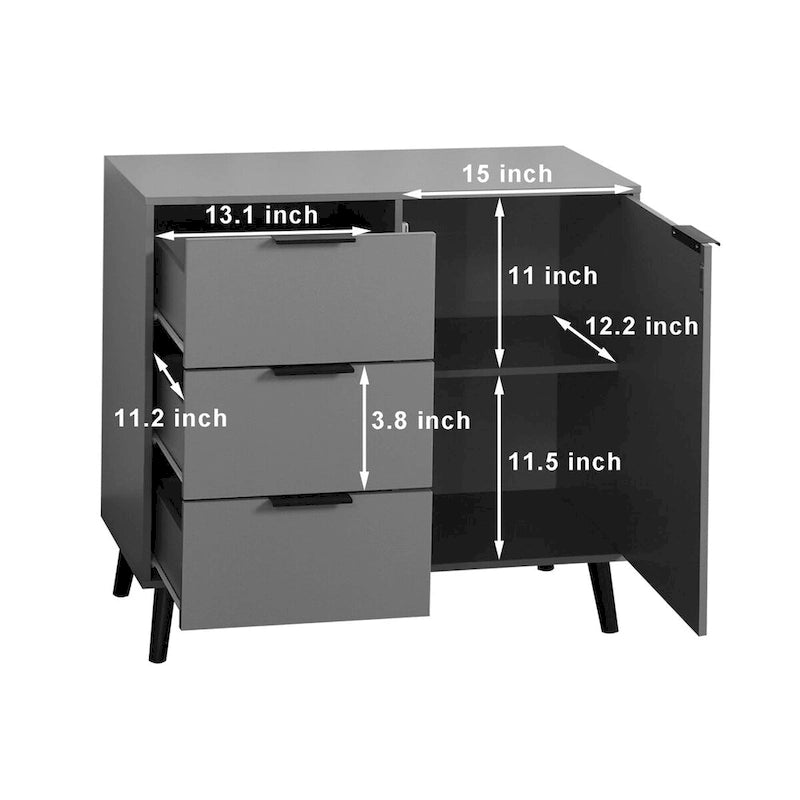 Storage Cabinet with 3 Drawers & Adjustable Shelf, Door