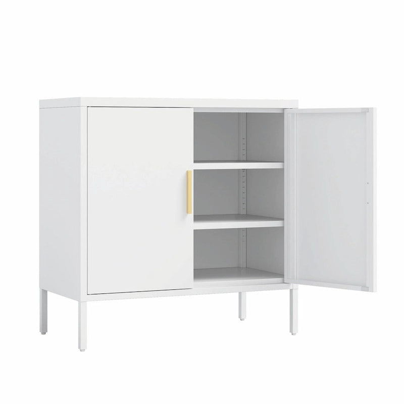 Steel Lockable Garage Storage Cabinet with 2 Doors and 2 Adjustable Shelves