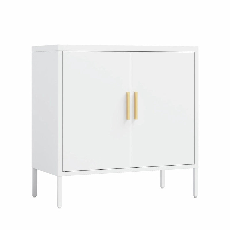 Steel Lockable Garage Storage Cabinet with 2 Doors and 2 Adjustable Shelves