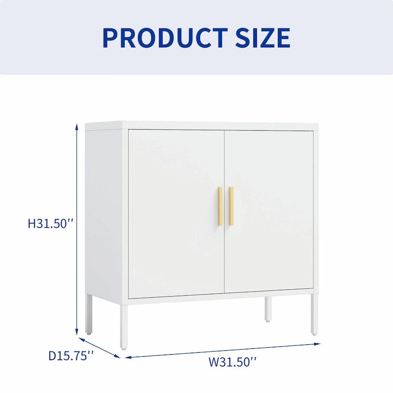 Steel Lockable Garage Storage Cabinet with 2 Doors and 2 Adjustable Shelves