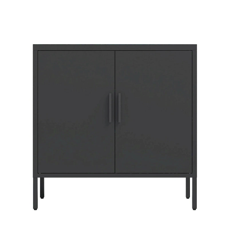 Steel Lockable Garage Storage Cabinet with 2 Doors and 2 Adjustable Shelves