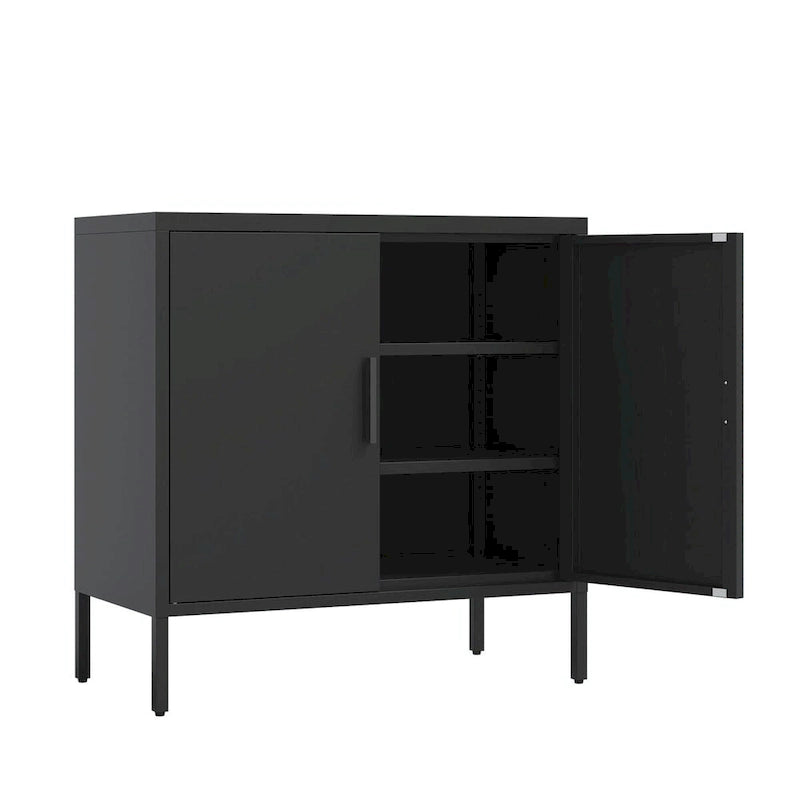 Steel Lockable Garage Storage Cabinet with 2 Doors and 2 Adjustable Shelves