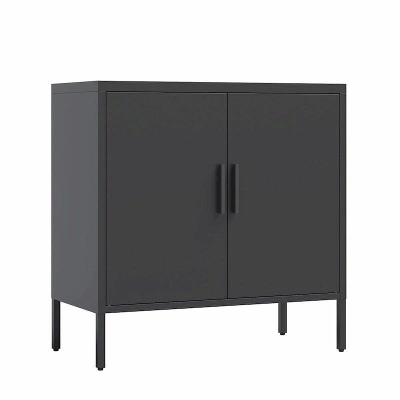 Steel Lockable Garage Storage Cabinet with 2 Doors and 2 Adjustable Shelves