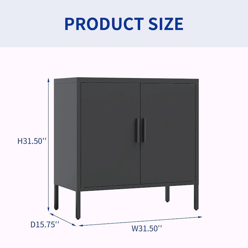 Steel Lockable Garage Storage Cabinet with 2 Doors and 2 Adjustable Shelves