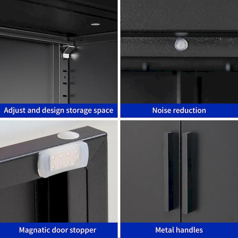 Steel Lockable Garage Storage Cabinet with 2 Doors and 2 Adjustable Shelves