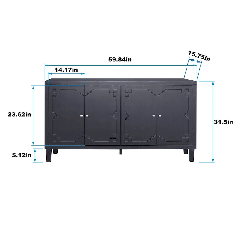 Accent Cabinet 4 Door Wooden Cabinet Sideboard Buffet Storage Cabinet