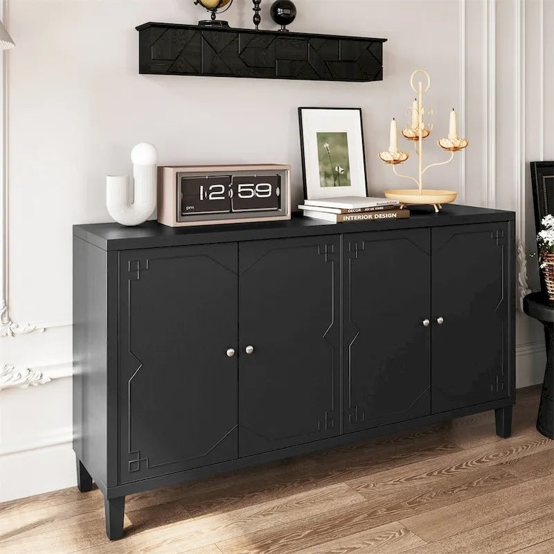 Accent Cabinet 4 Door Wooden Cabinet Sideboard Buffet Storage Cabinet
