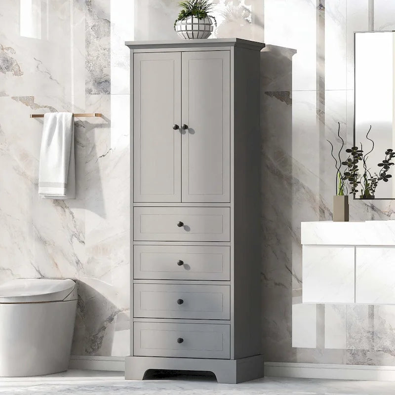 Storage Cabinet with 2 Doors and 4 Drawers