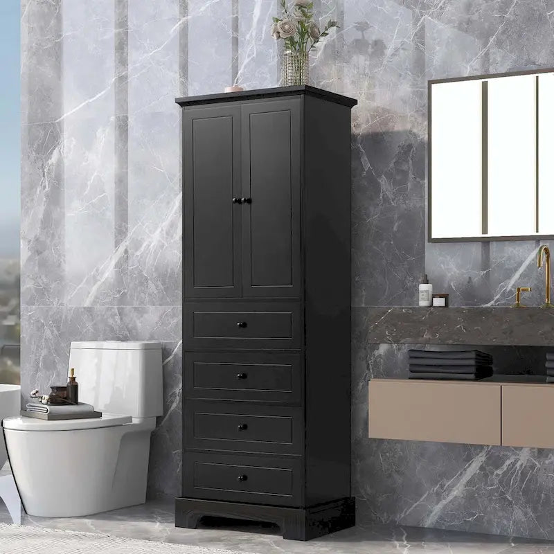 Storage Cabinet with 2 Doors and 4 Drawers