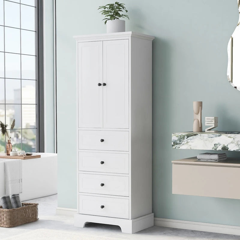 Storage Cabinet with 2 Doors and 4 Drawers
