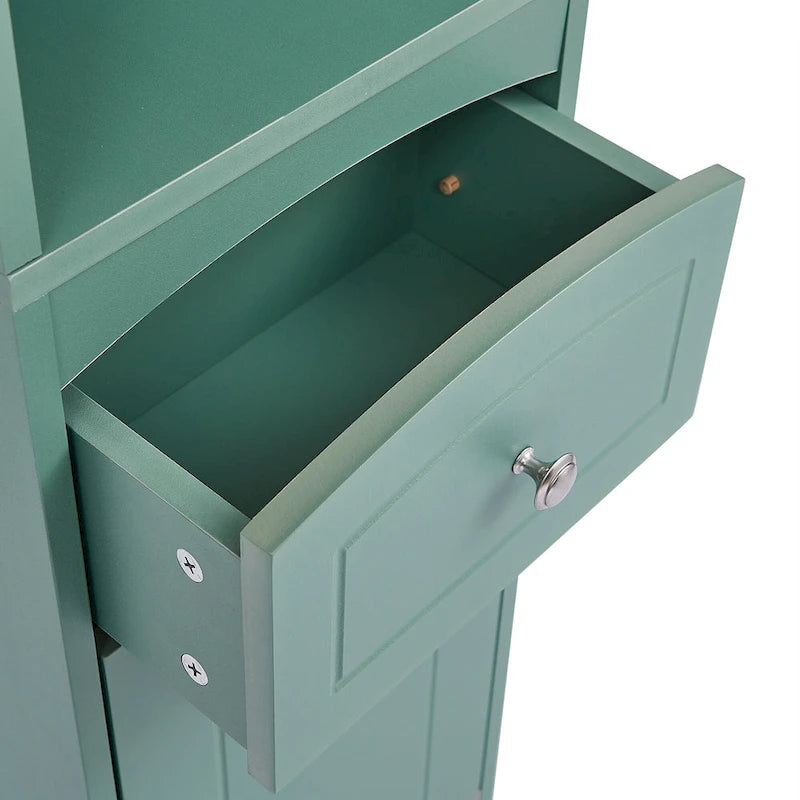 Tall Bathroom Cabinet, Freestanding Storage Cabinet with Drawer, MDF Board, Adjustable Shelf