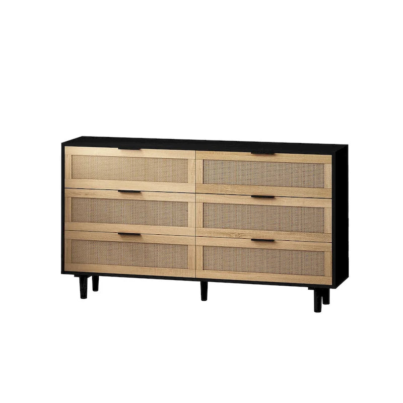 6 Rattan Drawers Storage Cabinet
