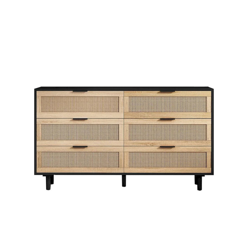 6 Rattan Drawers Storage Cabinet