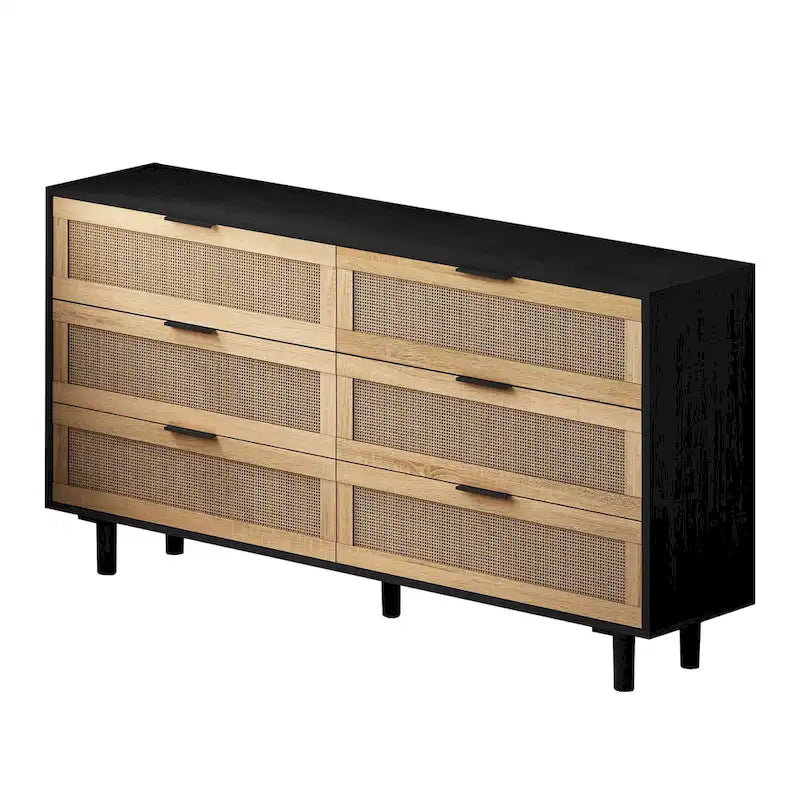 6 Rattan Drawers Storage Cabinet
