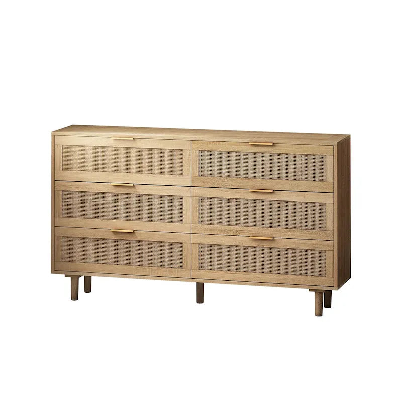 6 Rattan Drawers Storage Cabinet