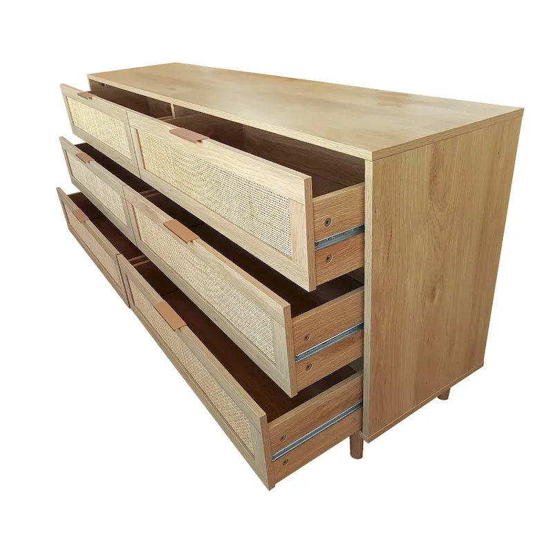 6 Rattan Drawers Storage Cabinet