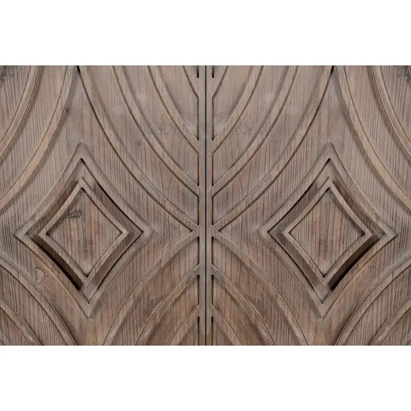 Sideboard Buffet Cabinet with Solid Wood Legs 60 Cabinet with 4 Convex pattern diamond Doors and 2 Shelves