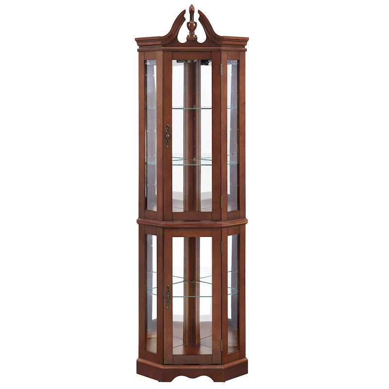 Corner Curio Cabinet with Lights(E26 light bulb not included)