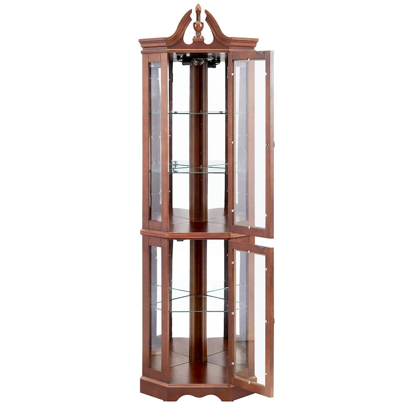Corner Curio Cabinet with Lights(E26 light bulb not included)