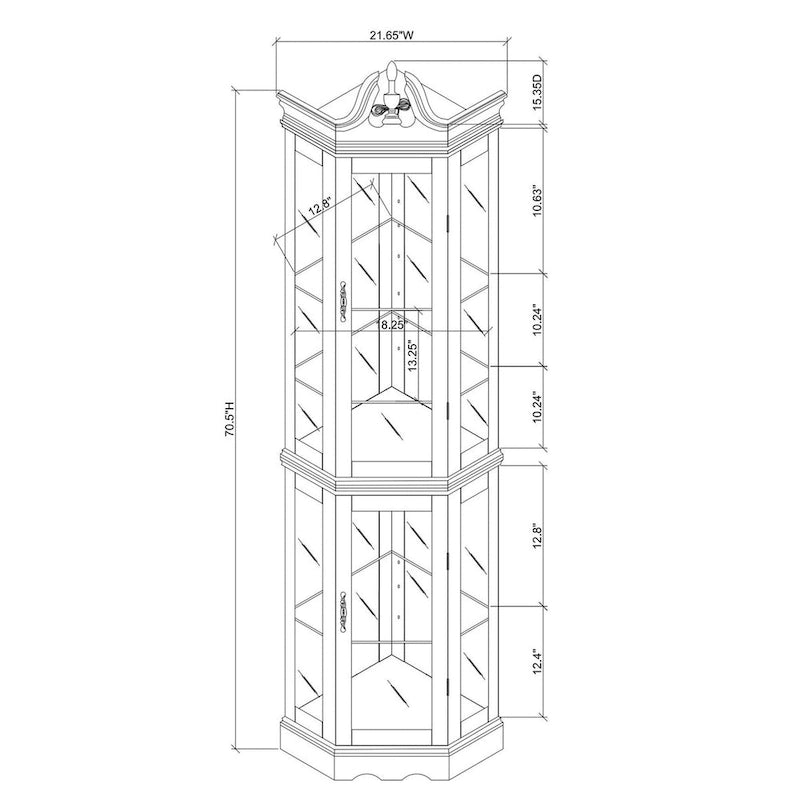 Corner Curio Cabinet with Lights(E26 light bulb not included)