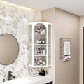Wall-Mounted Corner Cabinet with Glass Doors & Four Shelves