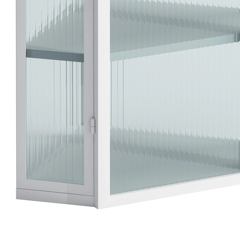 Wall-Mounted Corner Cabinet with Glass Doors & Four Shelves
