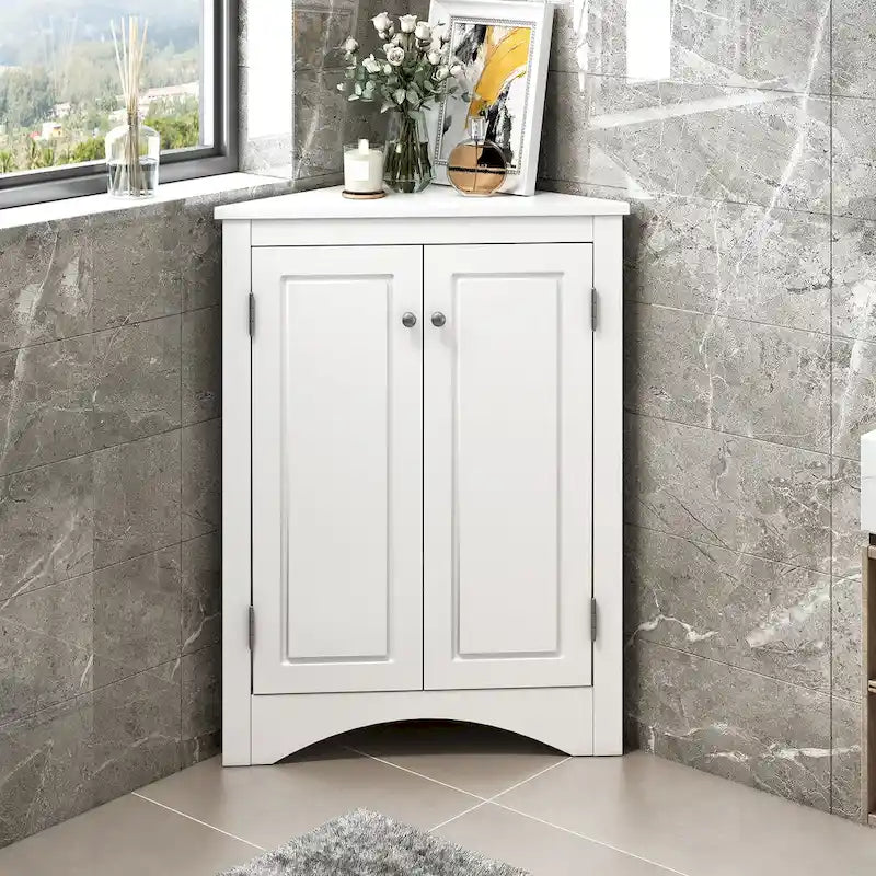 Triangle Bathroom Storage Cabinet with Adjustable Shelves
