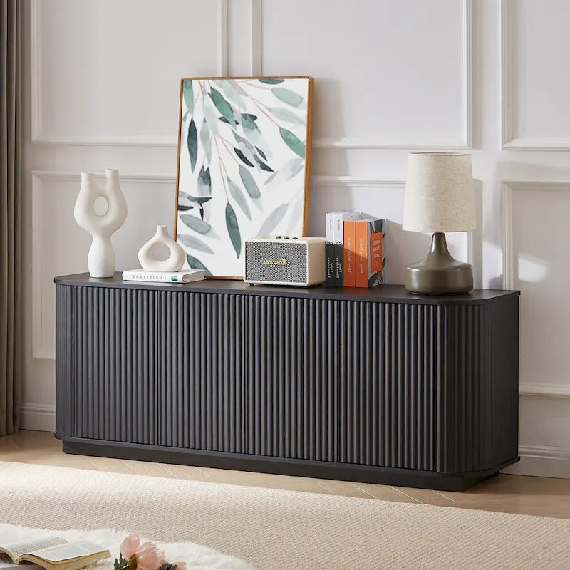 Wooden Vertical Striped Cabinet for Kitchen/Bedroom/Entryway