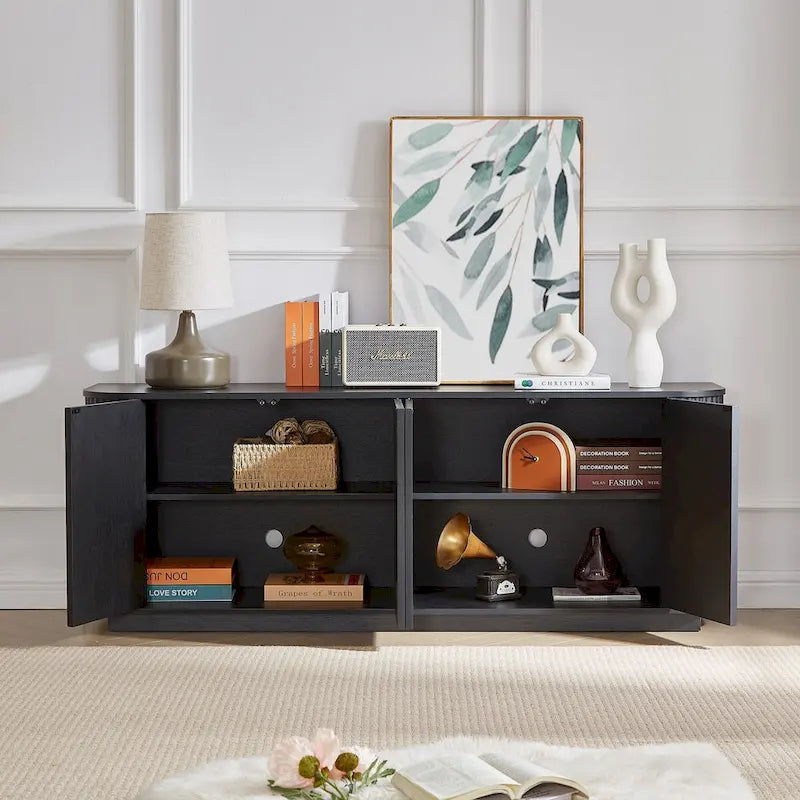 Wooden Vertical Striped Cabinet for Kitchen/Bedroom/Entryway