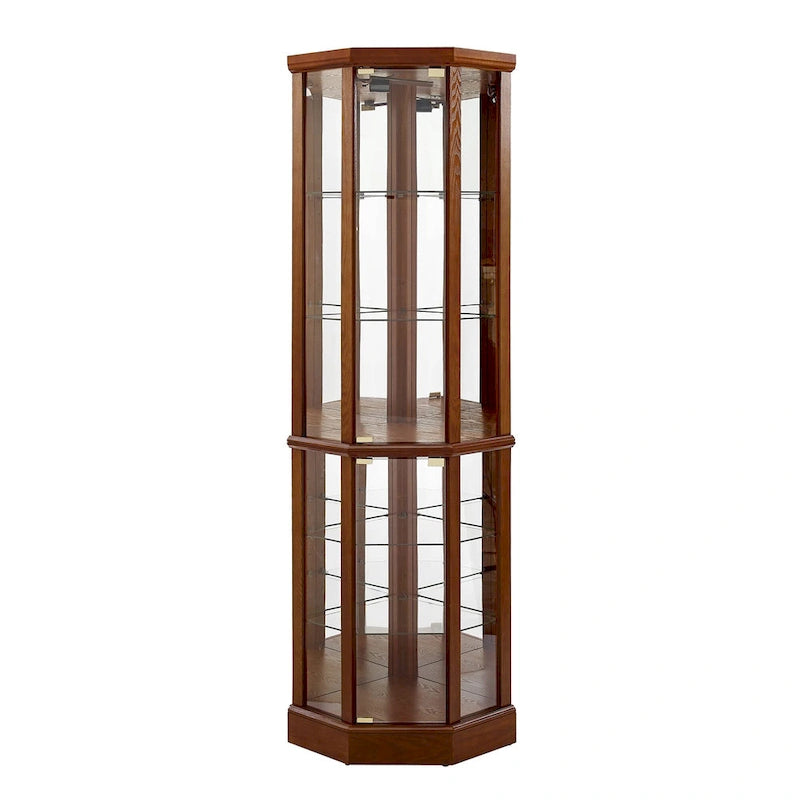 6 Shelf Lighted Corner Curio Cabinet(E26 light bulb not included)