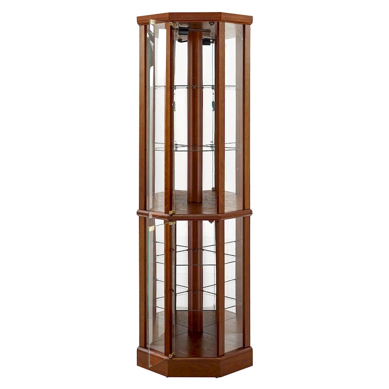 6 Shelf Lighted Corner Curio Cabinet(E26 light bulb not included)
